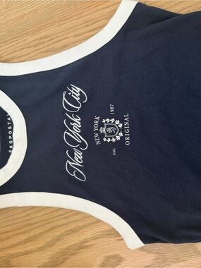 Aeropostale Navy and White Cropped Tank Top